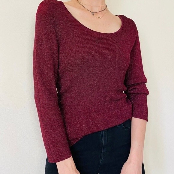 Coldwater Creek Long Sleeve Wine Knit Sweater Size Petite Small - Picture 1 of 6